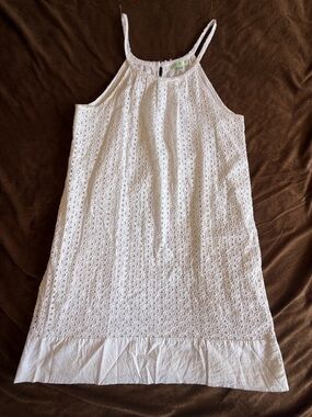 Jade White Eyelet Halter Dress